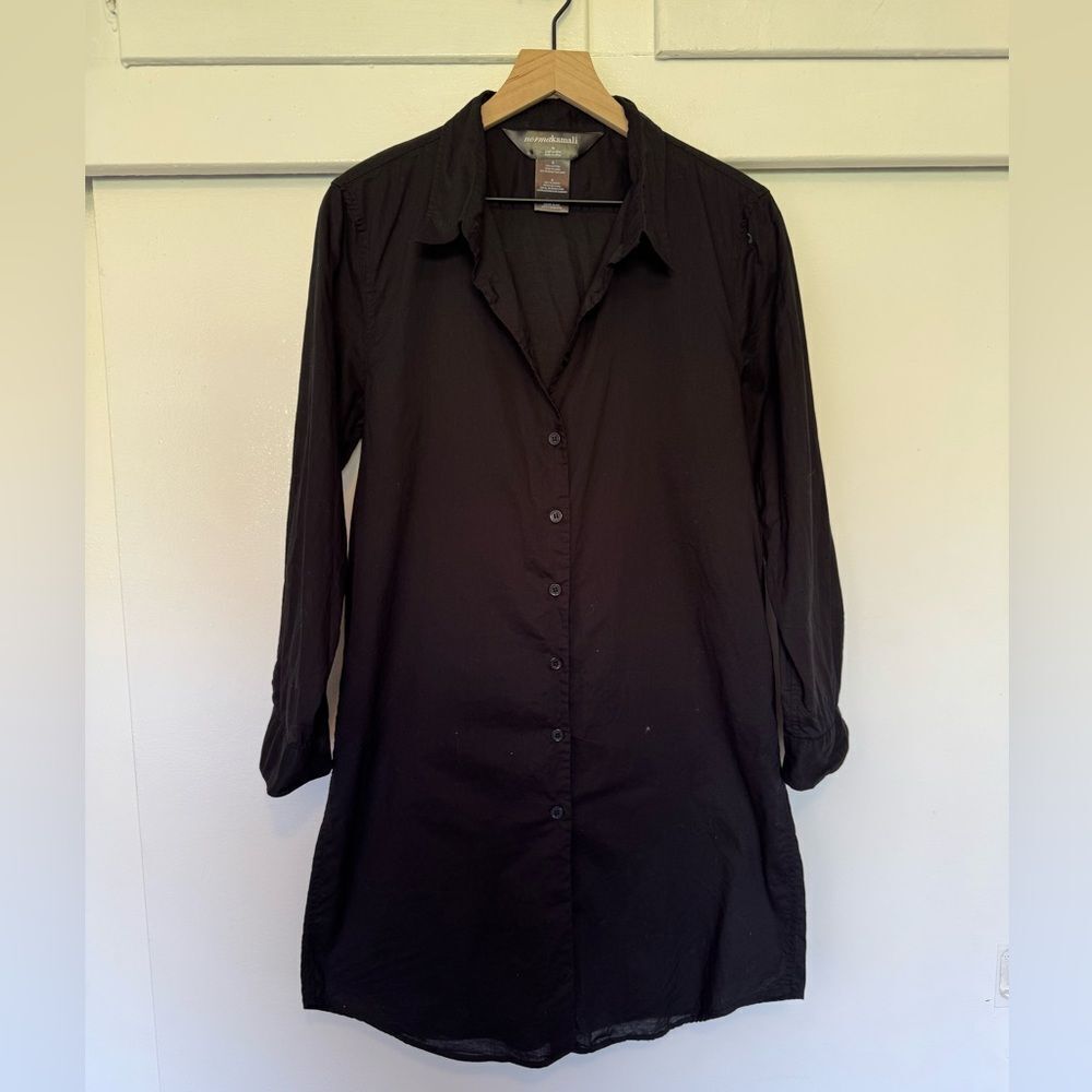Norma Kamali Black Mini Shirt Dress Medium - Picture 2 of 7